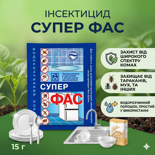 Інсектицид Супер ФАС (10 г) — Засіб від тарганів, клопів, мурах та бліх
